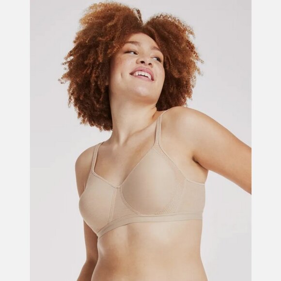 Hanes #MHG507 X-Temp Women's Wireless T-Shirt Bra Nude Multi Wear Strap Nude M - Picture 1 of 10